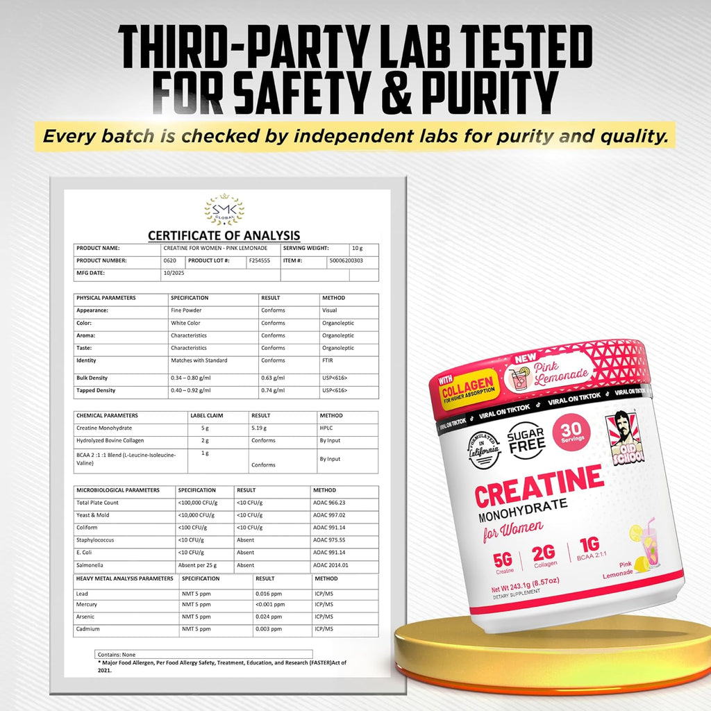 Old School Labs Polvo de monohidrato de creatina de 5g con colágeno y BCAA