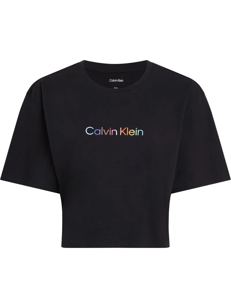 Calvin Klein Camiseta Negra de Pijama Boxy Cropped Pride