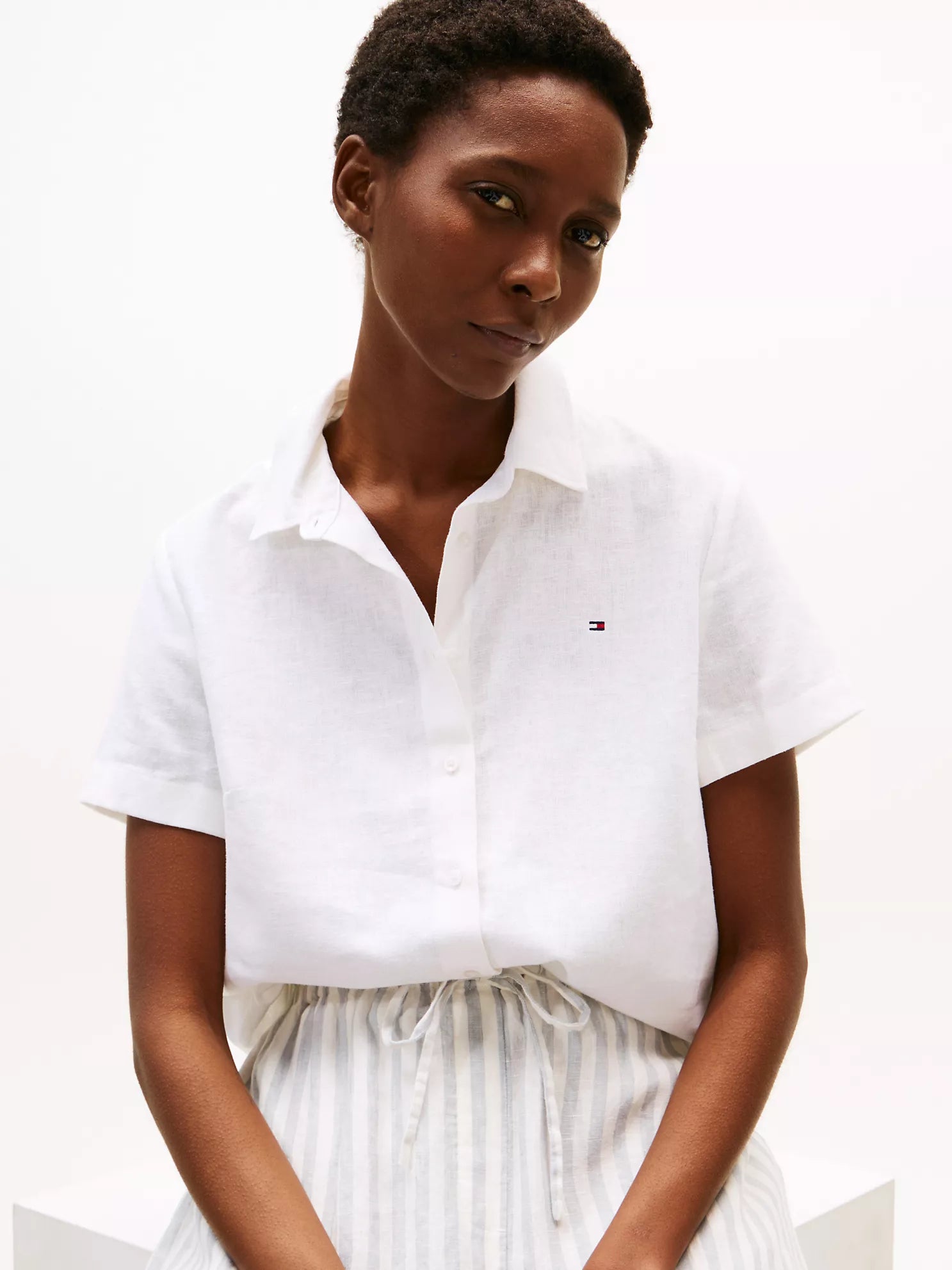 Short-Sleeve Linen-Blend Shirt