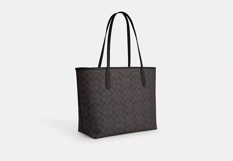 Coach Bolso City Tote en lona de la firma