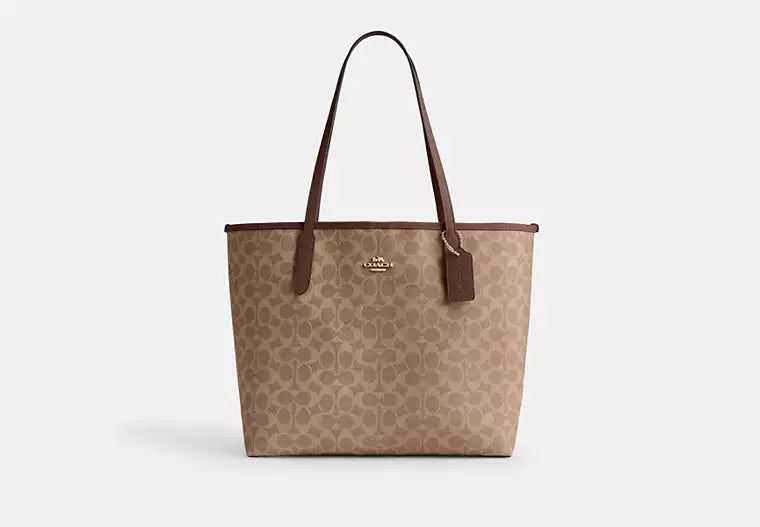 Coach Bolso City Tote en lona de la firma