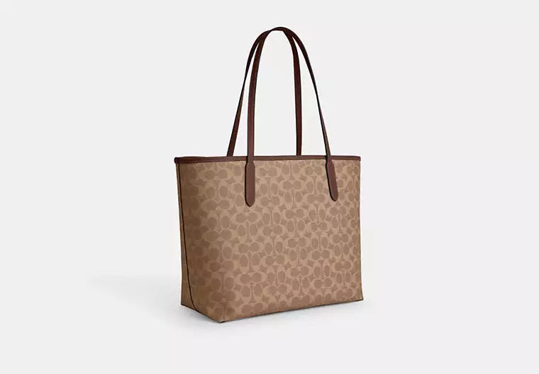 Coach Bolso City Tote en lona de la firma