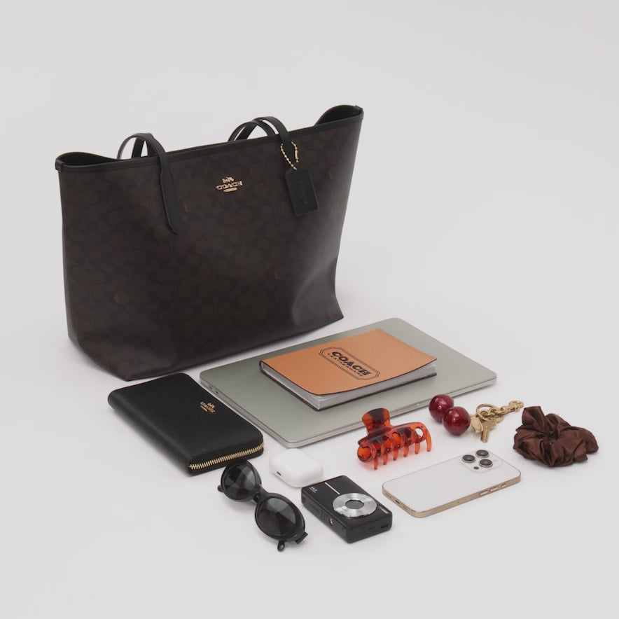 Coach Bolso City Tote en lona de la firma
