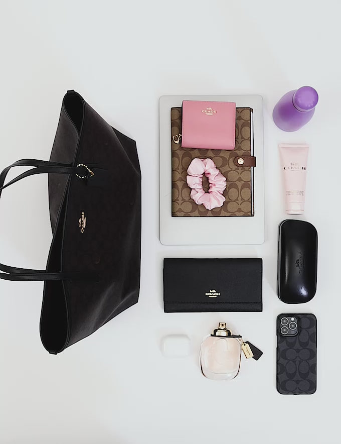 Coach Bolso City Tote en lona de la firma