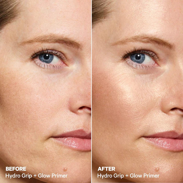 MILK MAKEUP  Prebase iluminadora Hydro Grip + Glow con perlas que reflejan la luz. Tamaño: 30 ml (1 oz)